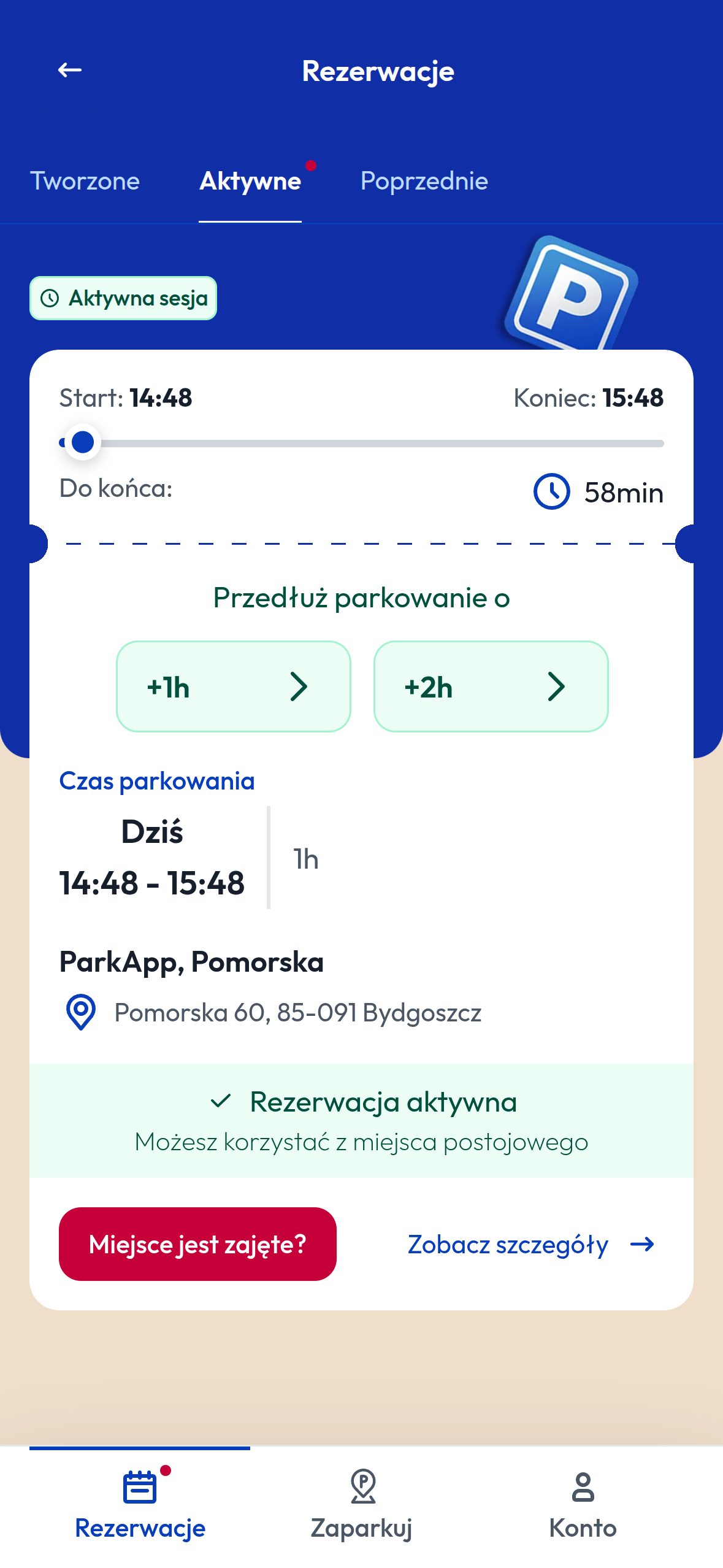 Przedłużanie parkowania w aplikacji ParkApp