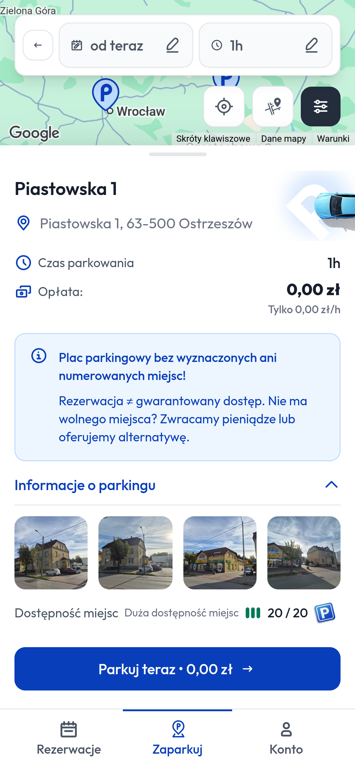 Parking z bezpłatnym czasem parkowania w aplikacji ParkApp